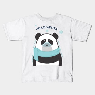 Hello winter - funny panda Kids T-Shirt